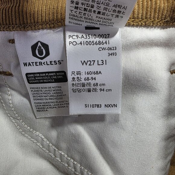 Levis 94 Baggy Corduroy Pants Womens 27x31 Brown Tan Straight Leg 5 Pocket - Picture 12 of 12